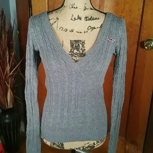 Hollister Gray Vneck Low Cut Sweater